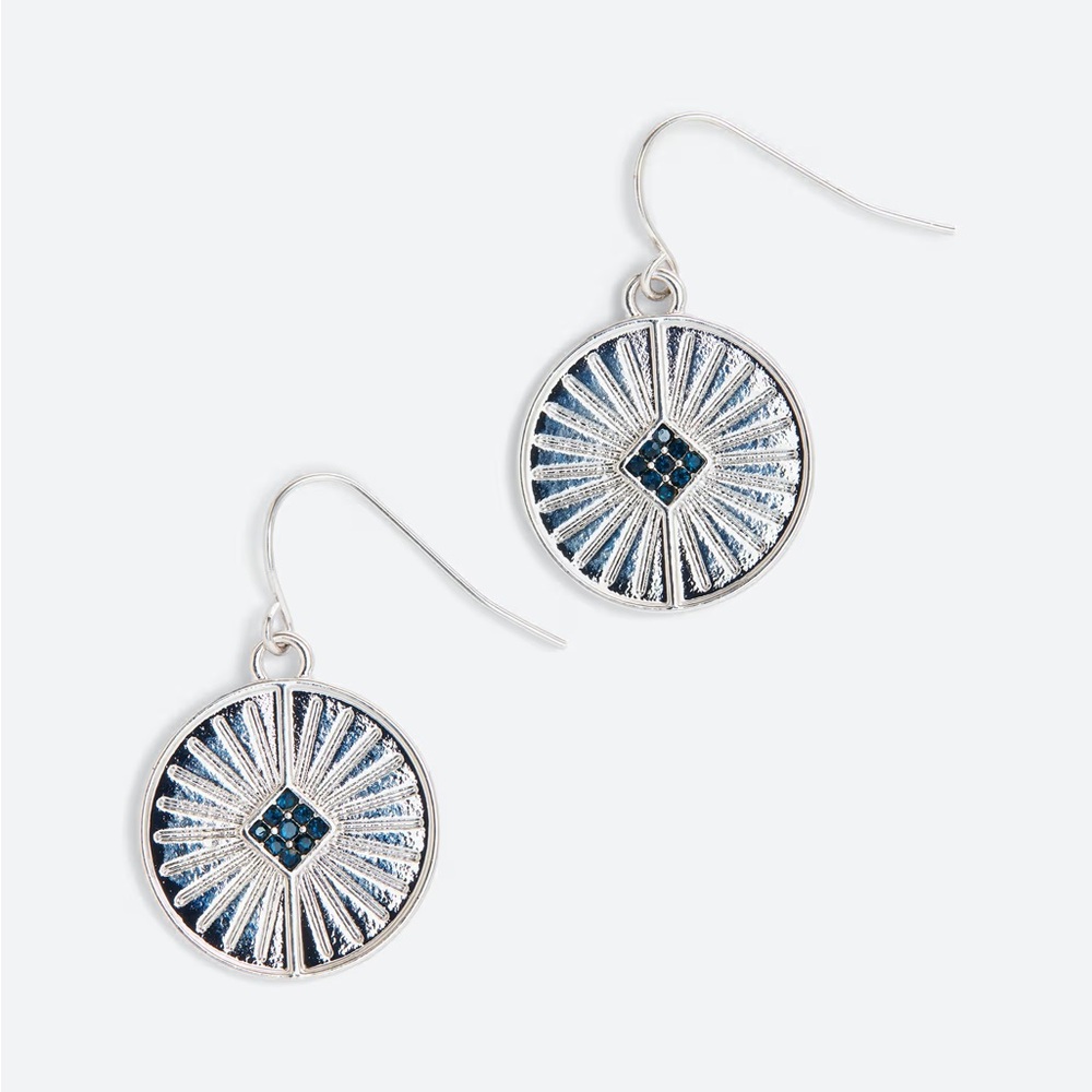Marlyn Schiff Jacinta Coin Drop Silver Blue Radiant Wheel Earrings Stitchfix